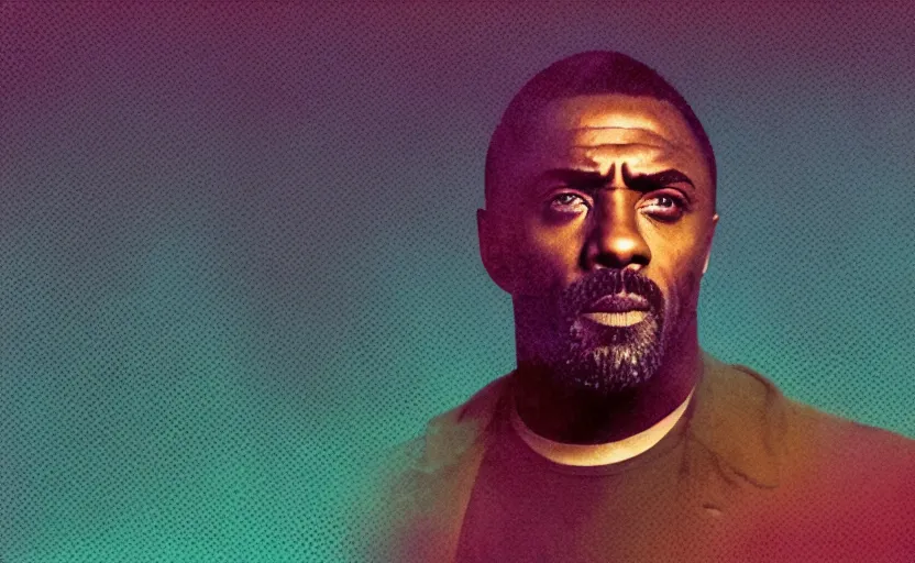 Prompt: vhs glitch art portrait of idris elba front on hidden underneath a sheet, lost in static, metaphysical foggy environment, static colorful noise glitch volumetric light, by bekinski, unsettling moody vibe, vcr tape, 1 9 8 0 s analog video, vaporwave aesthetic, directed by david lynch, colorful static, datamoshed, pixeled stretching