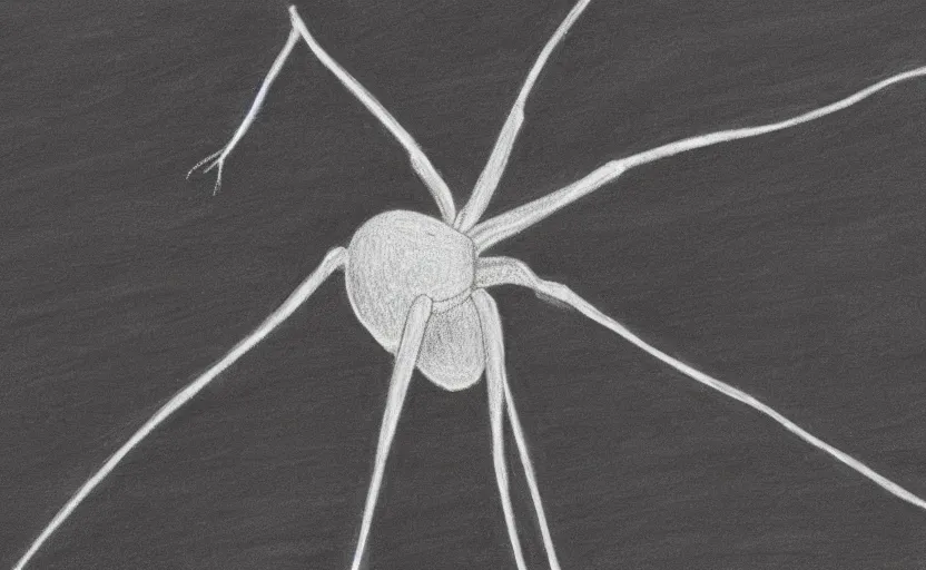 Prompt: A chalkboard drawing of a cellar spider
