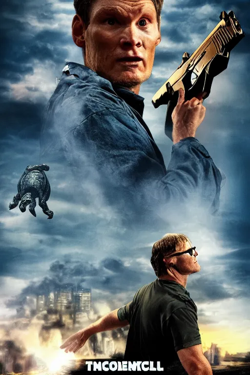 Image similar to action movie poster, mitch mconnell as a tortoise