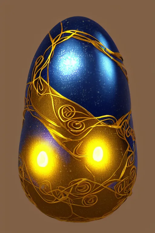 Image similar to a detailed glowing egg with swirls of red and blue emerging from the blossom of a metallic gold flower with tendrils of gold wrapping around the egg, an egg sitting on a rose made out of silver and gold, fantasy concept art, unreal engine 5, volumetric lighting, trending on artstation