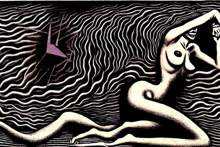 Prompt: a true hero, sinking, wrapped in black, clutching a hopespark in the drifting voids. by Edvard Junjiito Picasso