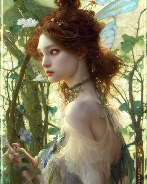 Prompt: a beautiful fairy, by Edgar Maxence and Ross Tran and Michael Whelan and disney