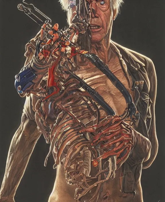 Image similar to Clu Gulager from Return of the Living Dead (1985), intricate, highly detailed, centered, artstation, concept art, smooth, sharp focus, illustration, bokeh art by artgerm and donato giancola and Joseph Christian Leyendecker