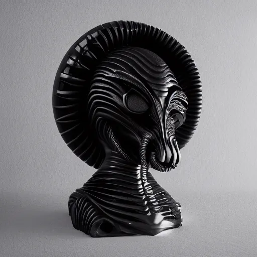 Prompt: blender shaped like a xenomorph, black