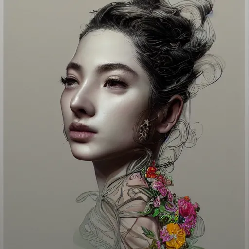 Image similar to the portrait of an absurdly beautiful, graceful, elegant, sophisticated, young idol made up of lemons, an ultrafine hyperdetailed illustration by kim jung gi, irakli nadar, intricate linework, bright colors, octopath traveler, final fantasy, unreal engine 5 highly rendered, global illumination, radiant light, detailed and intricate environment