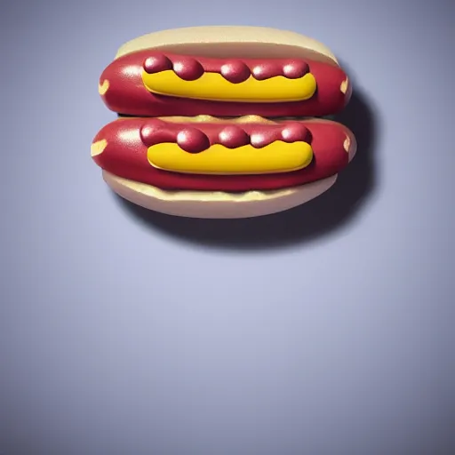 Image similar to hotdog floating in milk, surreal, photograph, photo realistic, render, low poly render