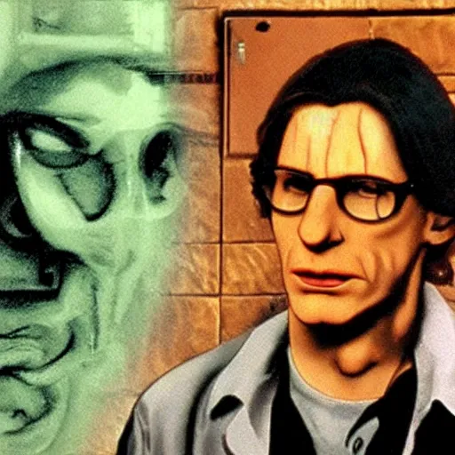 Prompt: david cronenberg's videodrome as a ps 1 survival horror game developed by team silent