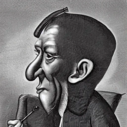 Prompt: A caricature of a man with big ears