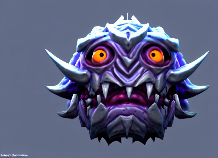 Image similar to raging oni beholder head, stylized stl, 3 d render, activision blizzard style, hearthstone style, darksiders art style