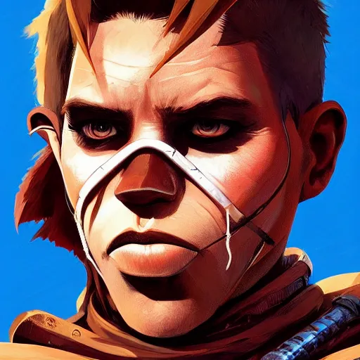 Image similar to face icon stylized minimalist mad max beyond thunderdome, loftis, cory behance hd by jesper ejsing, by rhads, makoto shinkai and lois van baarle, ilya kuvshinov, rossdraws global illumination