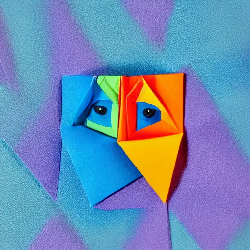 Image similar to human face in origami, colorful macro photo 5 dmk 2, bokeh