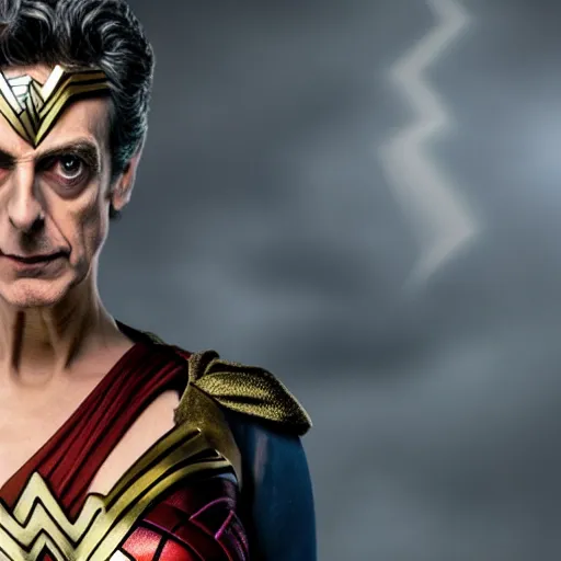 Prompt: high quality portrait of peter capaldi as wonder woman