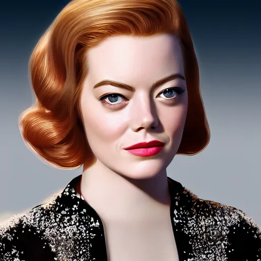 Image similar to Emma Stone as Grace Kelly, hyper realistic, octane render, 8k, high quality