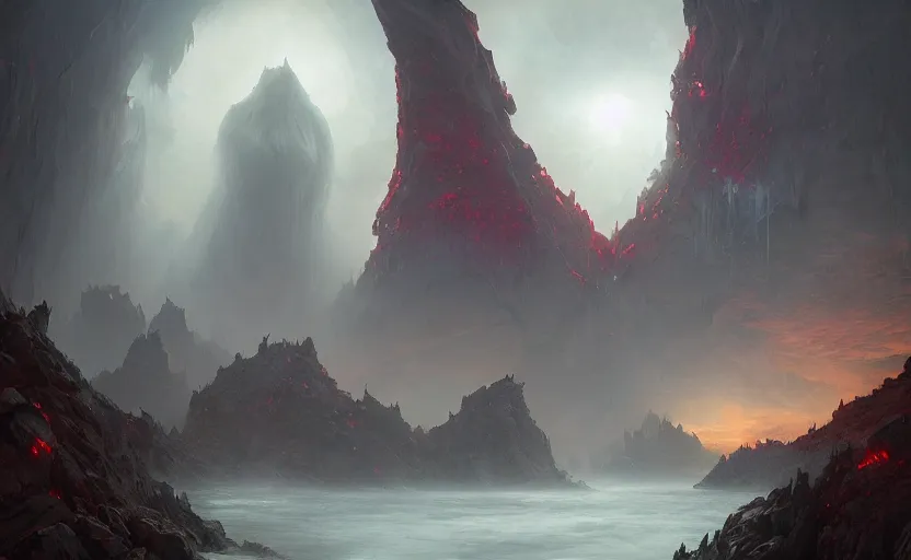 Prompt: a demonic magical ethereal portal!!! to hell. dark matte painting by noah bradley and raphael lacoste and ruan jia and marc simonetti