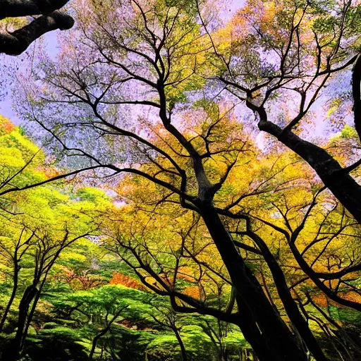 Image similar to a japanese forest, sunny