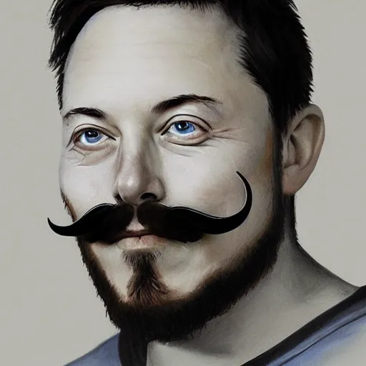 Prompt: elon with extra scratchy mcpatchy facial hair and a heavy fu manchu, photorealistic digital painting