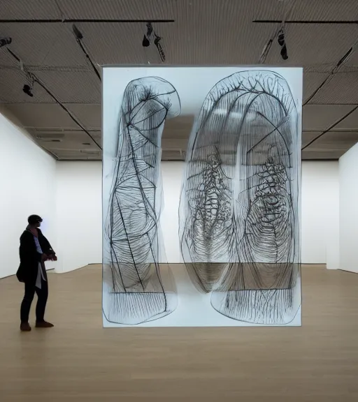 Image similar to x - ray architecture installation, art exhibition, biennale, museum, vr, virtual