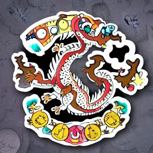 Prompt: cute dragon stickers