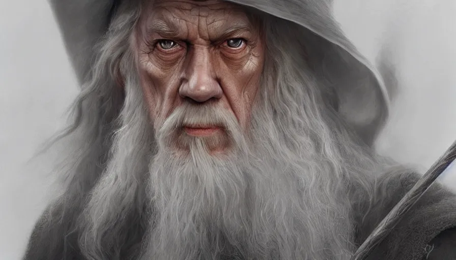 Image similar to Gandalf the white, beautiful realistic artwork on artstation