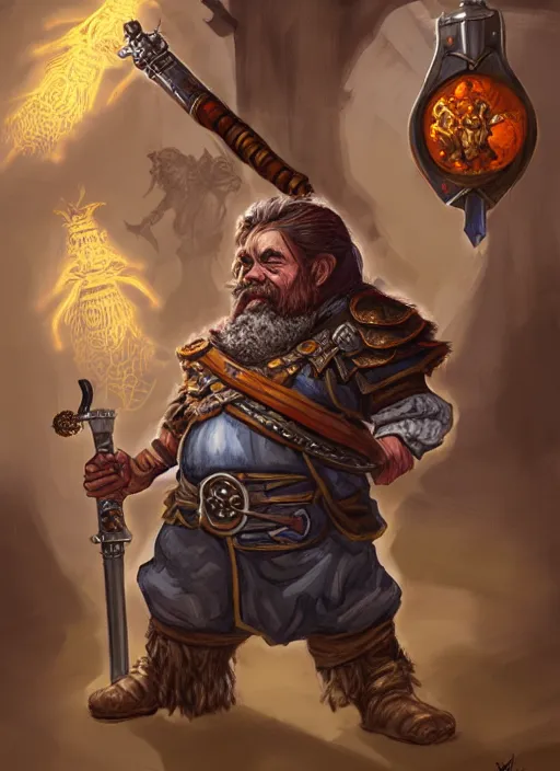 Prompt: portrait of dwarf artificer holding a musket, with robotic monsters as pets, fantasy art, east asian fantasy, dungeons and dragons, tabletop rpg, ghostblade, wlop.