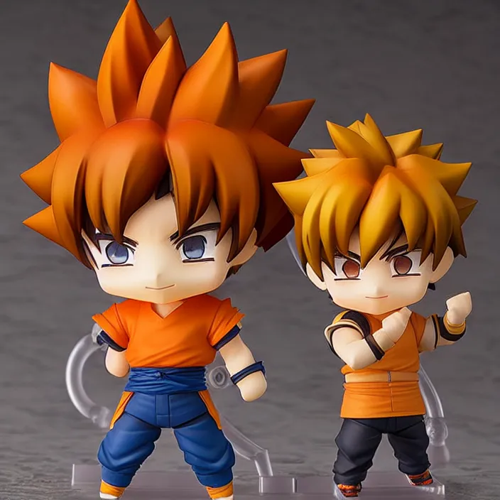 Image similar to an anime nendoroid of son goku, figurine, detailed product photo