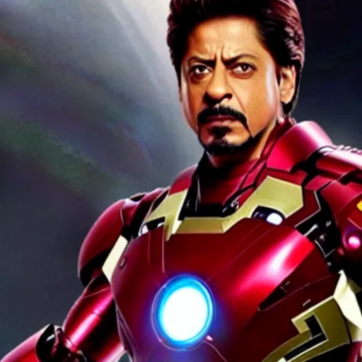 Image similar to film still of shah rukh khan as tony stark in iron man