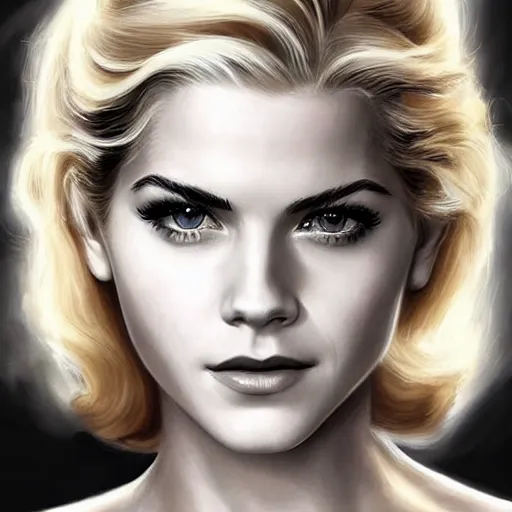 Prompt: A combination of Katheryn Winnick's and Grace Kelly's and Emma Watson's faces with blonde hair as Solid Snake from Metal Gear Solid, full body portrait, western, D&D, fantasy, intricate, elegant, highly detailed, digital painting, artstation, concept art, matte, sharp focus, illustration, art by Artgerm and Greg Rutkowski and Alphonse Mucha