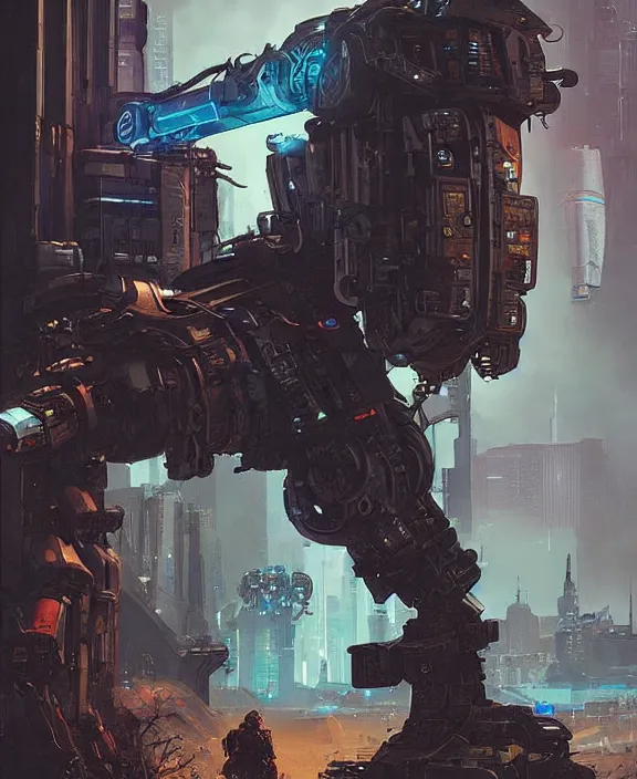 Image similar to cyberpunk pathfinder robot from apex legends character portrait, portrait by james gurney and laurie greasley, concept art, cinematic composition, dramatic lighting, highly detailed, vintage sci - fi