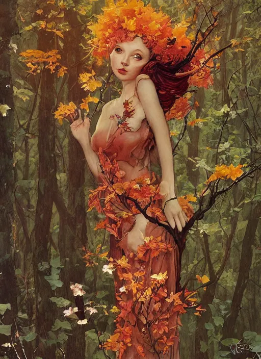 Prompt: lush cherry forest fairy foliage painting carved in amber by chiara bautista and norman rockwell and greg rutkowski weta studio
