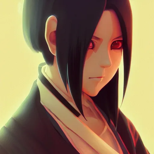 Image similar to itachi uchiha, rpg reference, art by ilya kuvshinov, artgerm, alphonse mucha, and greg rutkowski, trending on artstation, octane render, insanely detailed, 8 k, hd