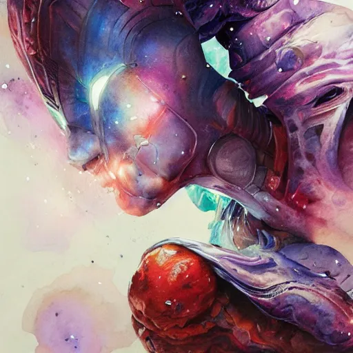 Image similar to nebula pizza, watercolor intricate line drawings, by Yoshitaka Amano, Ruan Jia, Kentaro Miura, Artgerm, detailed, trending on artstation, hd, masterpiece,