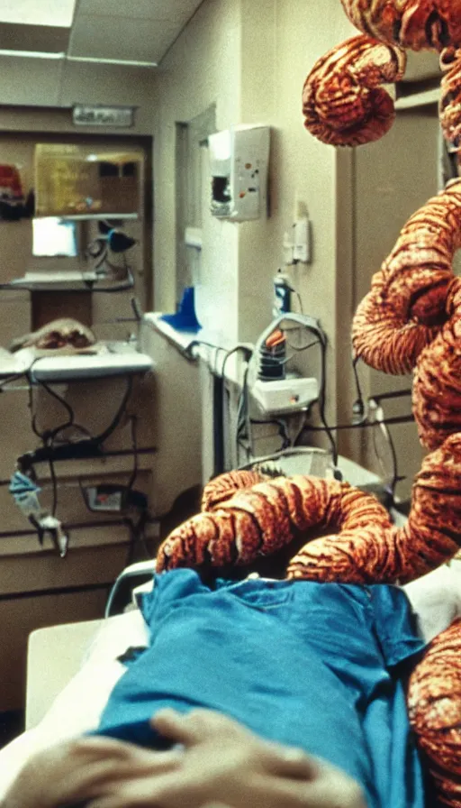 Image similar to 7 0 s movie still of a man made of worms in the hospital, cinestill 8 0 0 t 3 5 mm eastmancolor, heavy grain, high quality, high detail