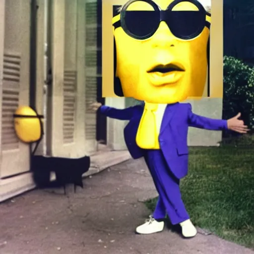 Image similar to Miles Davis as a yellow minion