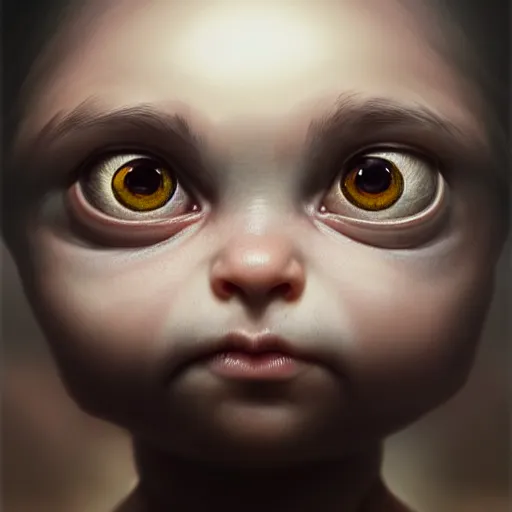 Prompt: digital portrait painting of beautiful cute little baby dragon with huge eyes, long eyelashes staring into the camera, intricate, detailed, fractals, rendered in blender, octane, artstation, greg rutkowski, muchas, artgerm