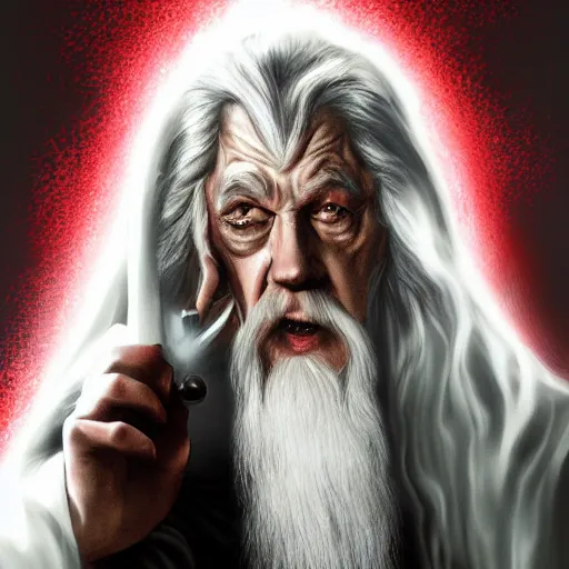 Image similar to gandalf as a sith lord, dramatic lighting, 4 k, digital art,