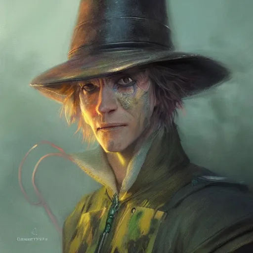 Image similar to snufkin as a realistic scifi cyberpunk character, closeup portrait art by donato giancola and greg rutkowski, vintage retro scifi, realistic face, digital art, trending on artstation, symmetry!!!