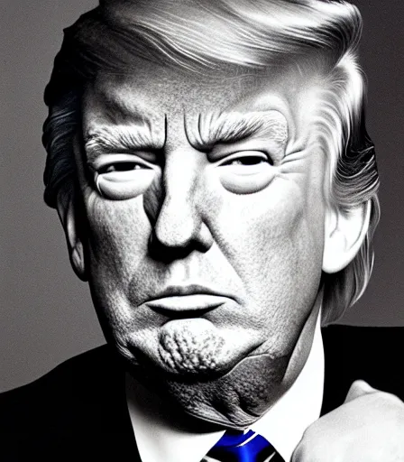 Image similar to a high quality, high detail, photorealistic portrait of donal trump by james nachtwey and lucian freud,