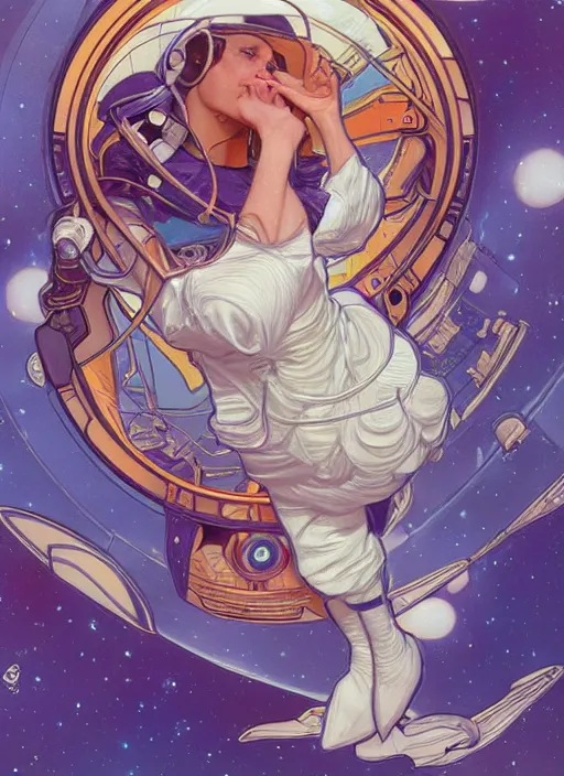 Prompt: Donald Duck as an astronaut, woman, fantasy, intricate, elegant, highly detailed, centered, digital painting, artstation, concept art, smooth, sharp focus, illustration, art by artgerm and donato giancola and alphonse mucha