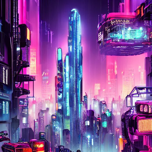 Prompt: an overpopulated, busy, dark cyberpunk metropolis with flying cars, fuchsia and blue, hundreds of people humans in the streets packed like sardines, smog, tv screens, the fifth element inspired digital art