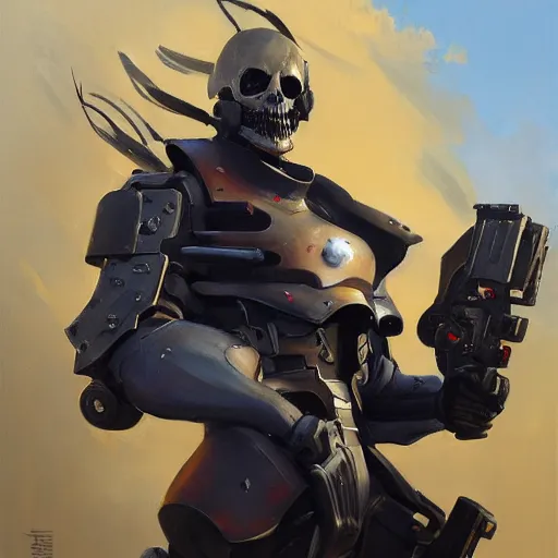 Image similar to greg manchess portrait painting of partially armored ghostrider as overwatch character, medium shot, asymmetrical, profile picture, organic painting, sunny day, matte painting, bold shapes, hard edges, street art, trending on artstation, by huang guangjian and gil elvgren and sachin teng