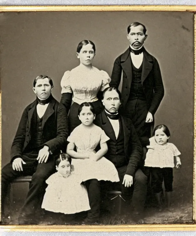 Prompt: an old photo of a family from the 1 9 th century