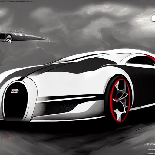 Image similar to futuristic bugatti concept art, digital painting, sharp, 8k, super detailed, illustration