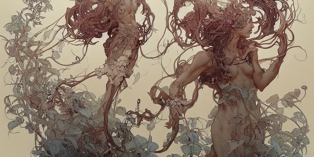 Image similar to epic concept illustration of a fungus god, by james jean, by artgerm and greg rutkowski and alphonse mucha. uhd, amazing depth, cinematic lighting, glossy wet levitating floating fungus god with arms outstretched.