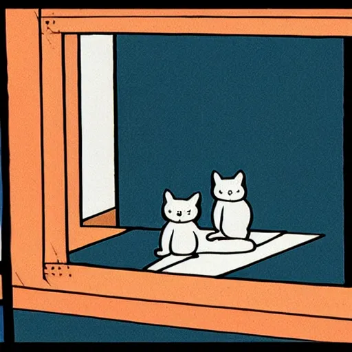 Image similar to cute cat Edward Hopper mcbess