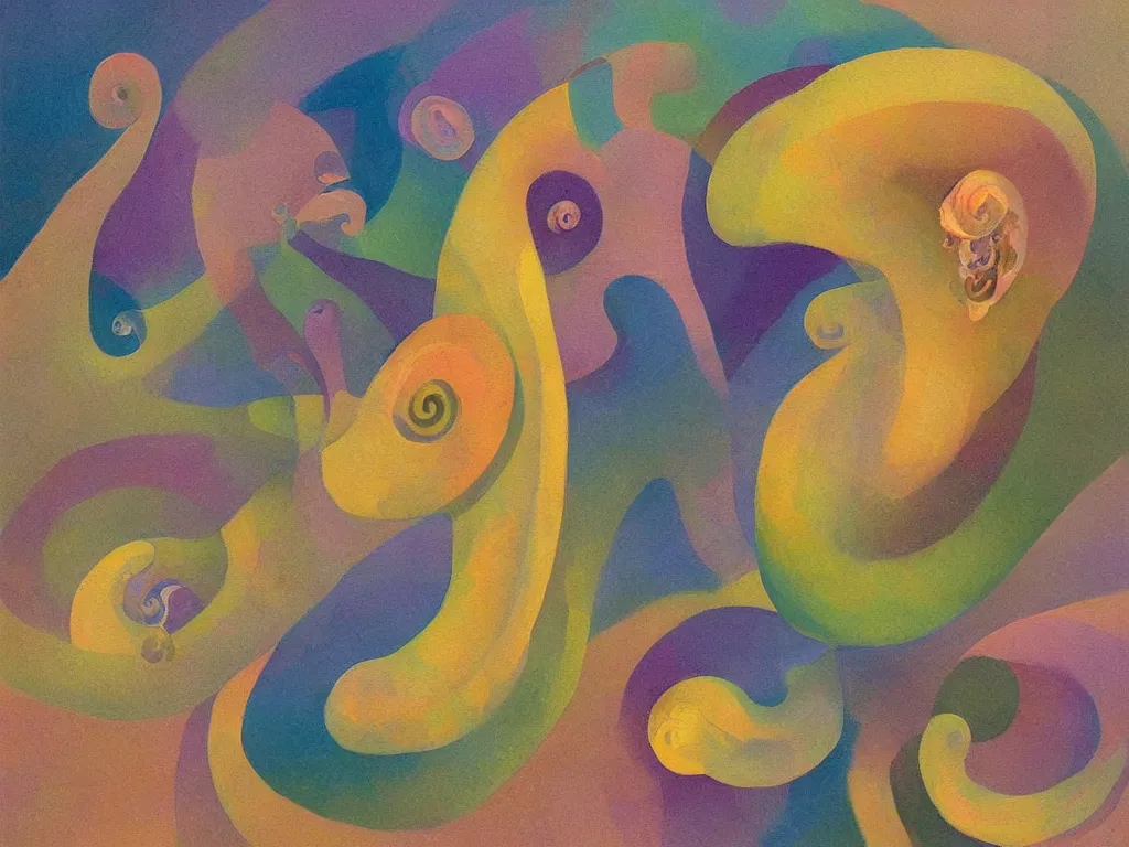 Image similar to snail architecture. Painting by Agnes Pelton