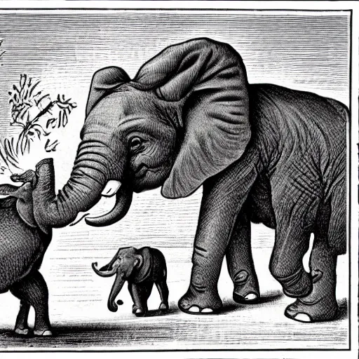 Image similar to a political cartoon of an elephant aggressively berating a donkey.