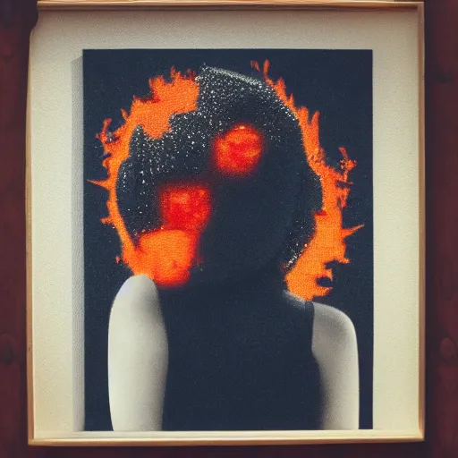 Image similar to portrait of cute girl made of lava magma