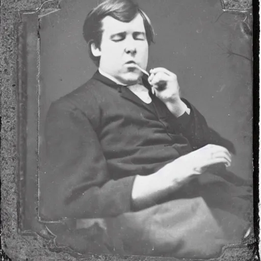 Image similar to tintype photo of bill hicks smoking, 1 8 8 0 s