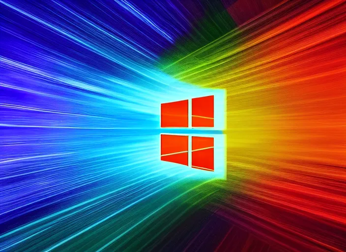 Image similar to the windows 1 1 wallpaper reimagined with neon and bright colours