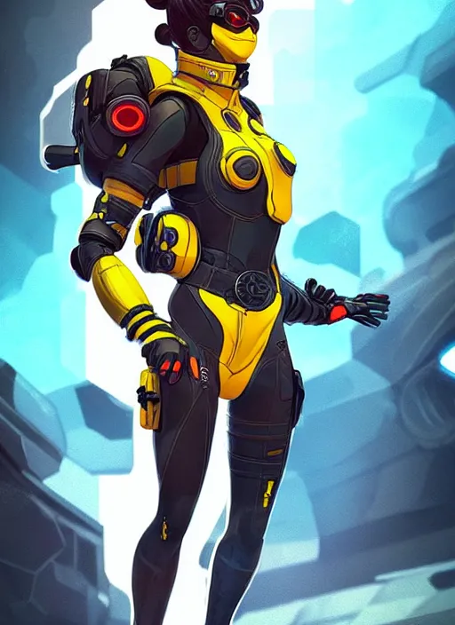 Image similar to Bumble Bee in apex legends as an anime character digital illustration portrait design by Ross Tran, artgerm detailed, soft lighting